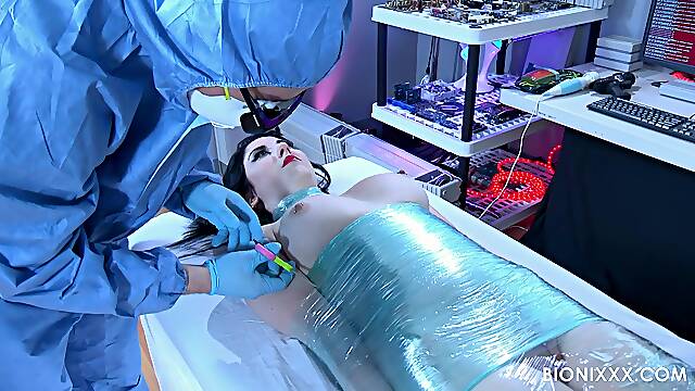 Brunette Android pussy gets laid with the mad scientists