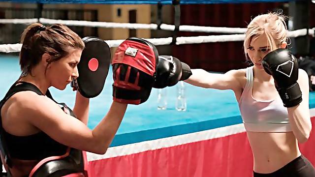 Hardcore lesbian sex on the ring with Ariel X and Mackenzie Moss