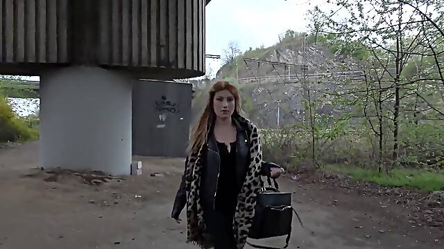 Busty milf Lucia Fernandez gives a titfuck & gets plowed in public for cash