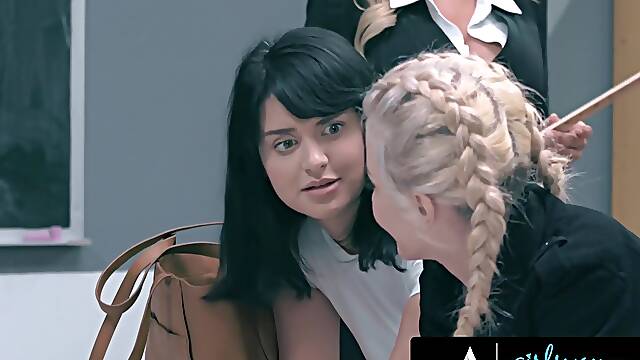 Lola Fae Helps Her Angry Teacher Katie Morgan Double Penetrating Her Bestie With Strapons - Teaser Video