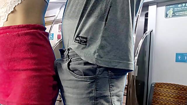 Student lets stranger rub his butt from behind in public!