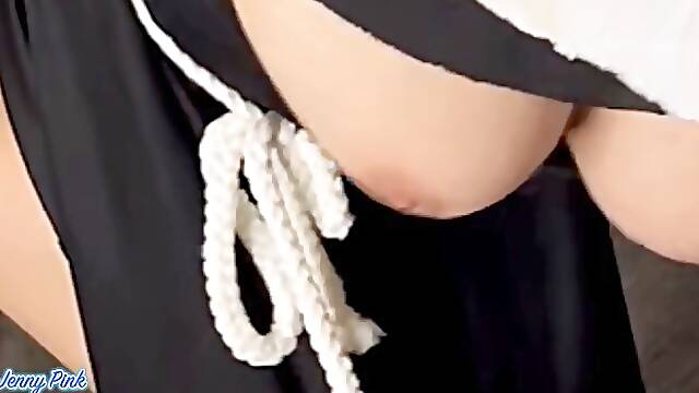 Sexy nun with nice boobs gets fucked with cum between her tits