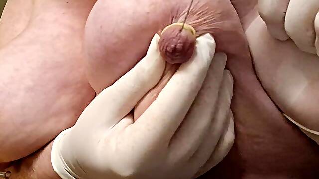 Piercing my tied nipps