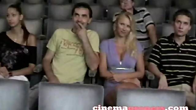 Hot blonde at the cinema